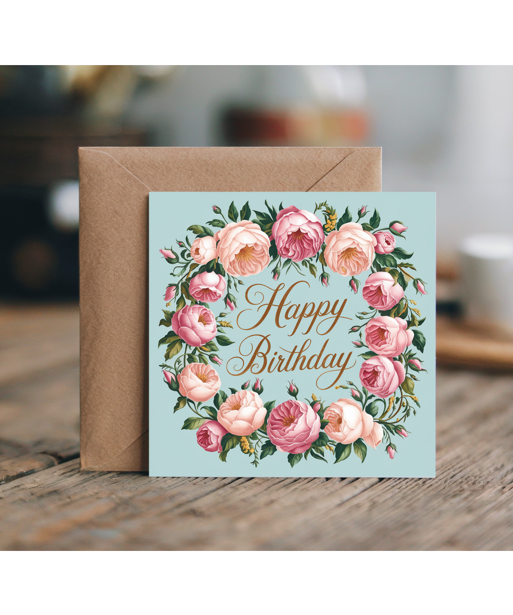 Happy Birthday Card For Mum hand painted Floral Border