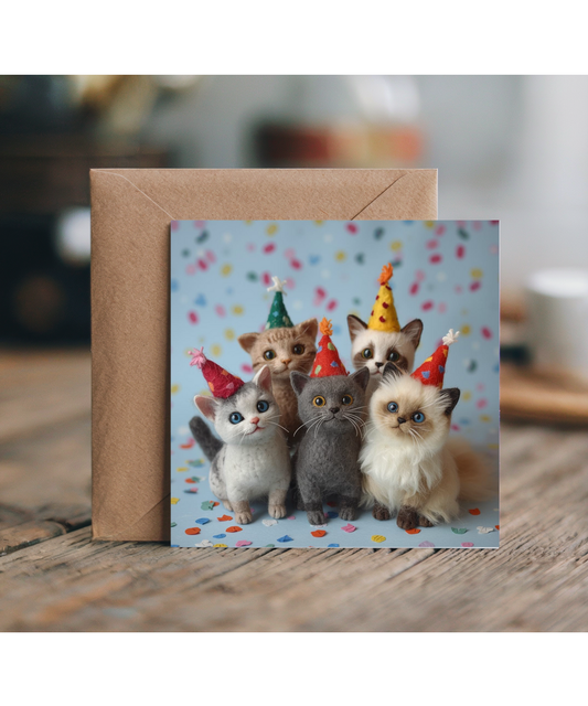 2D Felt Style Birthday party cats