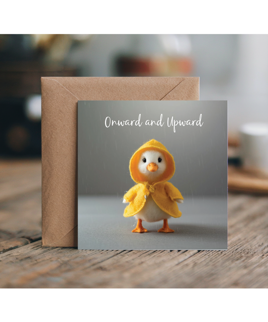 2D Felt style duck raincoat onward and upward