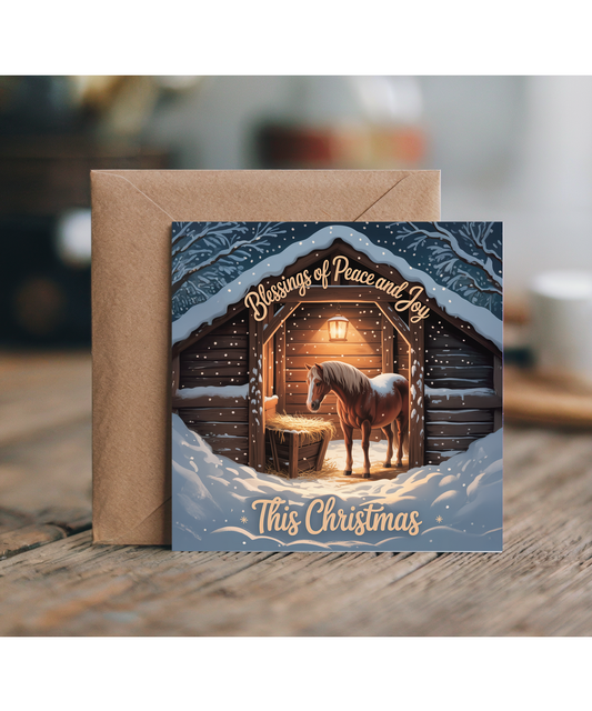 Horse stable blessings of peace and joy this christmas