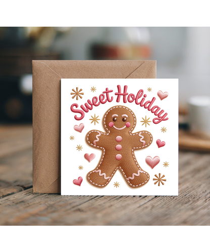 Embroidered style sweet holiday christmas gingerbread