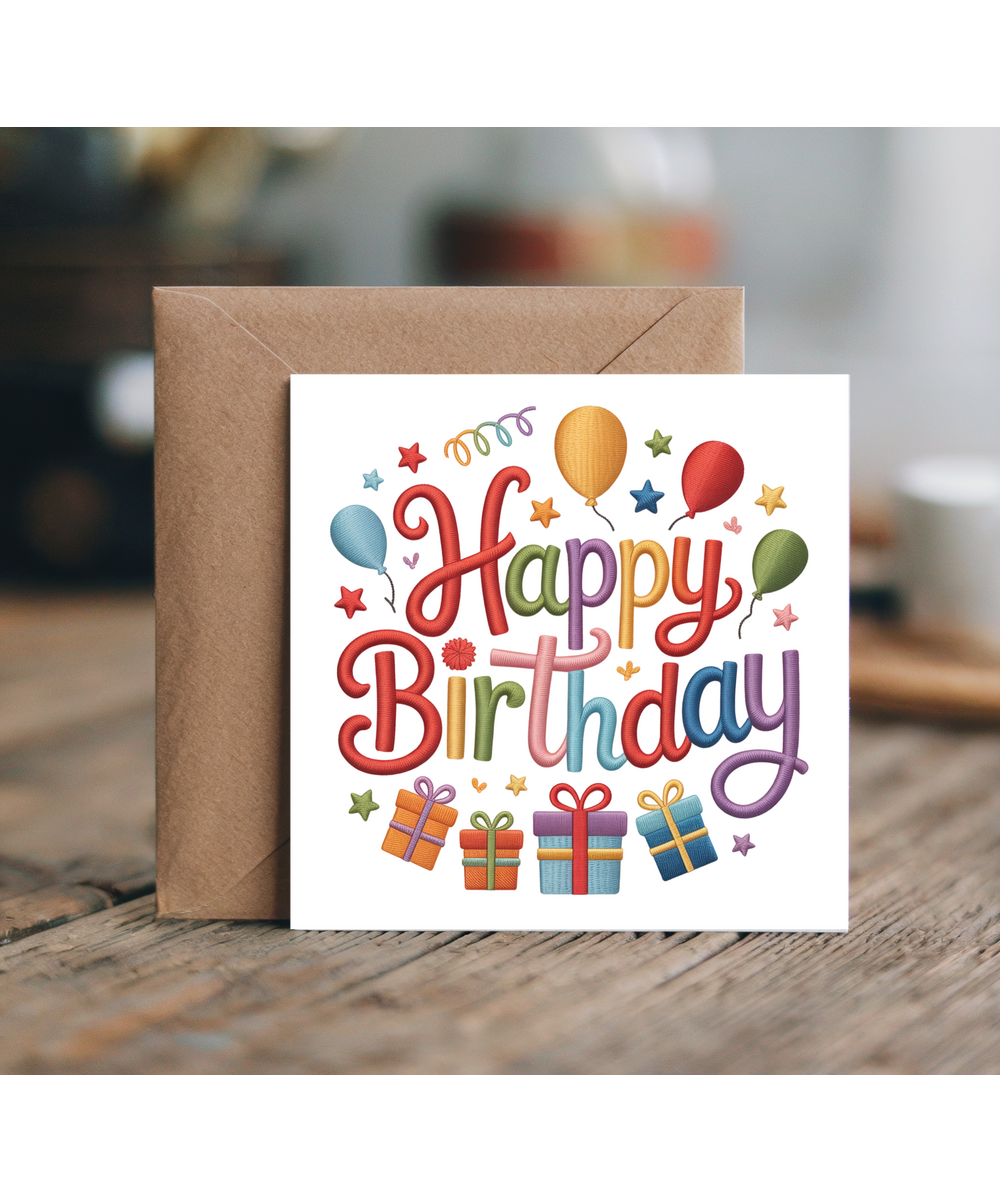 Embroidered style Happy birthday