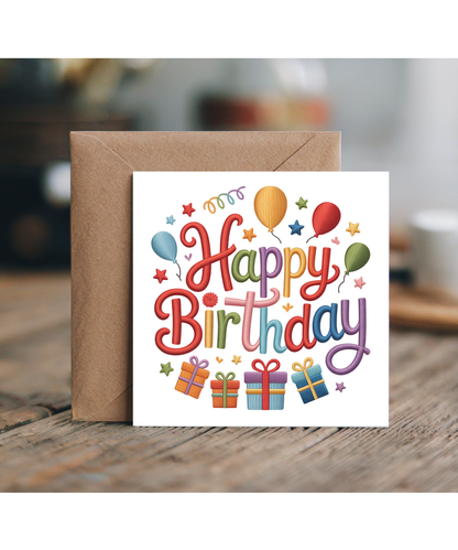 Embroidered style Happy birthday