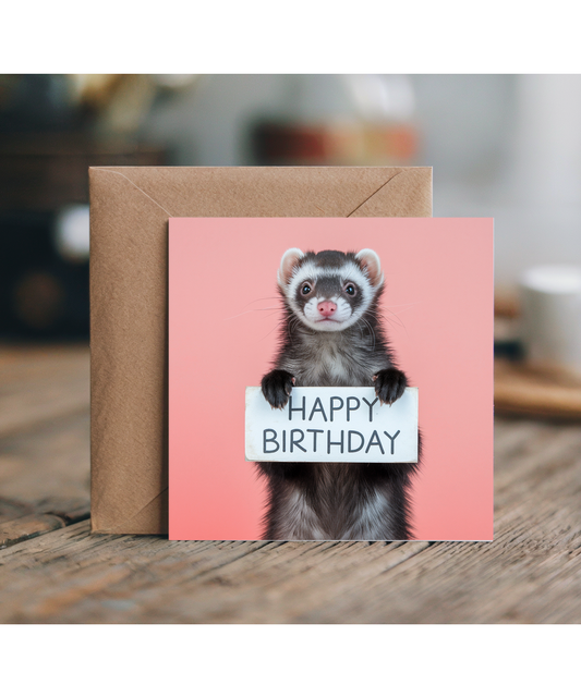 Happy Birthday card ferret mum cute