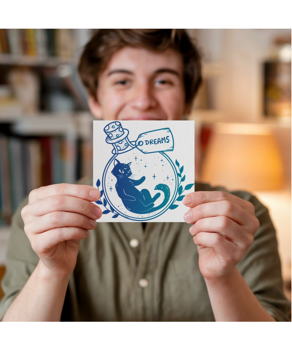 Enchanted Cat in a Dream Bottle Celestial Fantasy