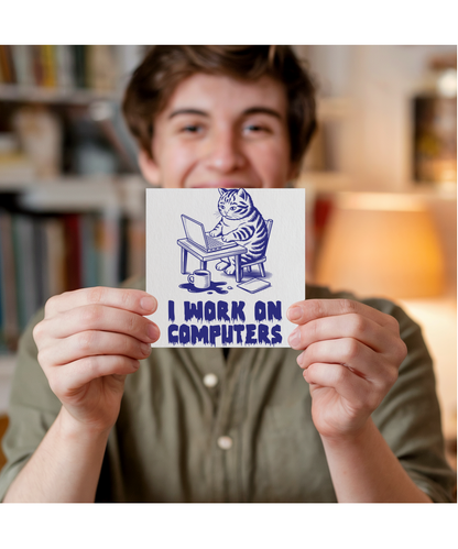 I Work On Computers Funny Programmer Cat for IT Tech Office Job