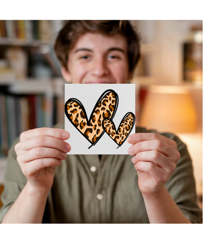 Brown Leopard Print Hearts Wild Animal Safari Chic