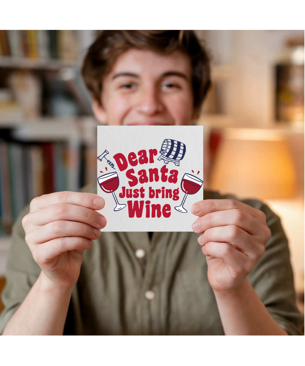 Funny Christmas for Mum and Dad Dear Santa Just Bring Wine