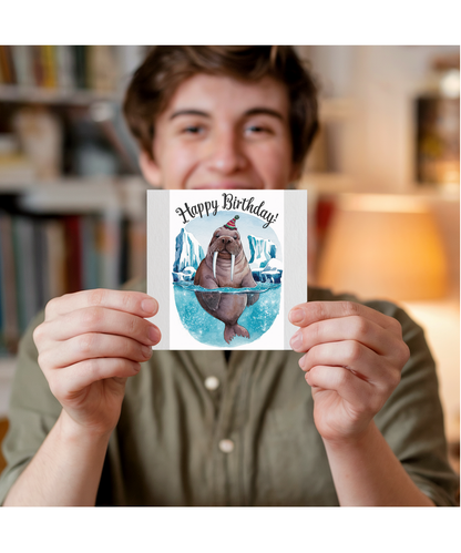 Happy Birthday walrus watercolour