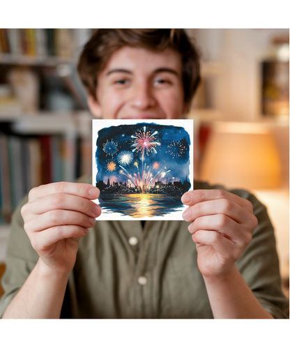 Fireworks Over City Landscape