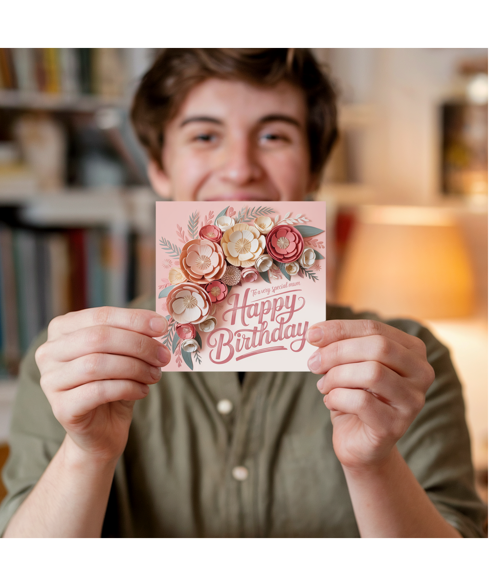 Birthday Card To a Very Special Mum with Pretty Flowers