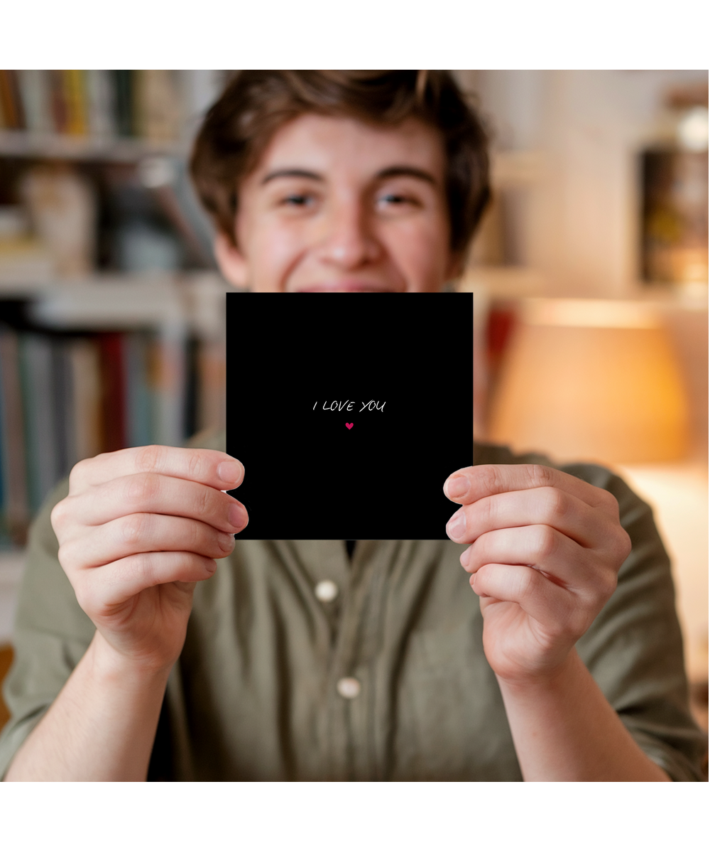 Minimalist Black Valentines Anniversary Love Card I Love You