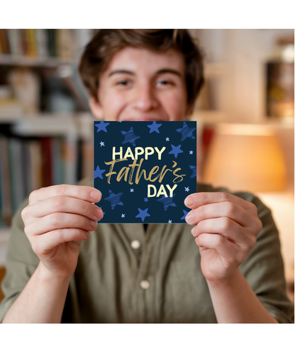 Happy Fathers Day Card for Dad Stars Design Navy Blue