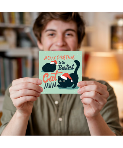 Merry Christmas Card to the Bestest Cat Mum Pet Lover