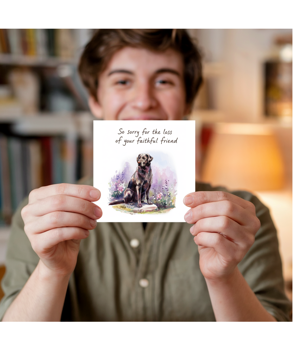 Sympathy Card for the Loss of a Pet Dog Faithful Friend Black Labrador Retriever