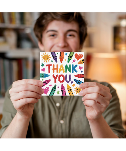 Teacher Thank You Card for Primary School Nursery Teacher Colourful Pencils