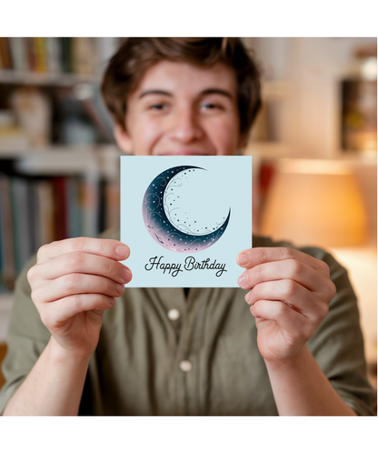 Happy Birthday card dreamy crescent moon