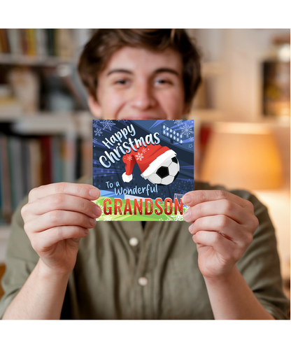 Happy Christmas Card to a Wonderful Grandson Football Lover