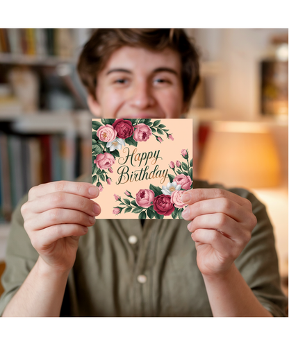Happy Birthday Card For Her Floral Garland