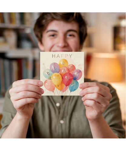 happy Birthday watercolour balloons