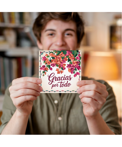 Thank You Card for Spanish Teacher Gracias por Todo with Summer Flowers