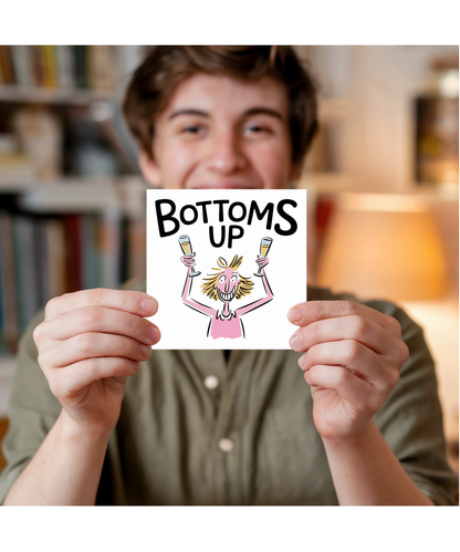 Funny Drinking Birthday Celebration Card Bottoms Up Its a Girls Night