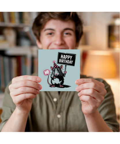 Happy Birthday card rat stencil graffiti