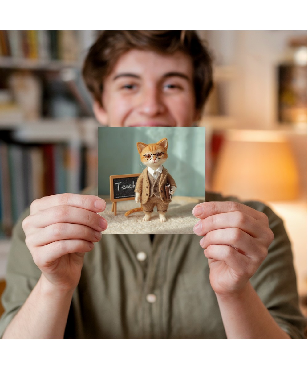 2D felt style cat teacher