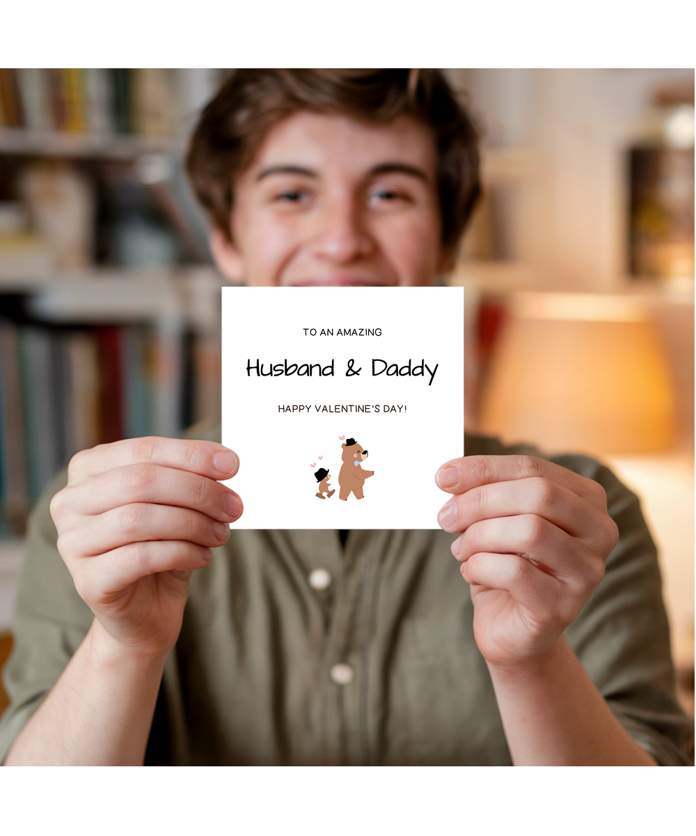 Husband and Daddy Valentines Day Card Papa and Baby Bear