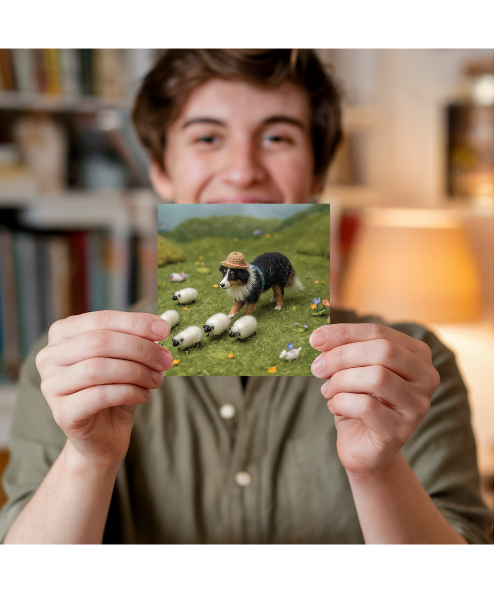 2D felt style border collie farmer