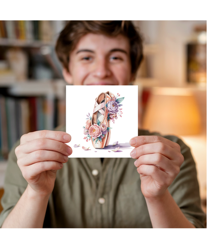 Ballerina Card Well Done on Your Ballet Exam Good Luck Birthday Floral Ballet Shoes