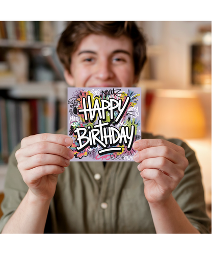 Happy Birthday Card graffiti doodles street art