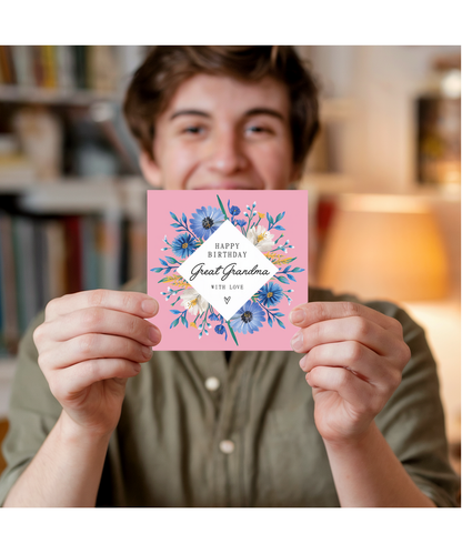 Beautiful Birthday Card for Great Grandma With Love and Flowers