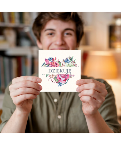 Floral heart thank you Polish Dziękuję