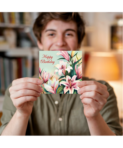 Happy Birthday Card for Her Mum cards for women floral lilies