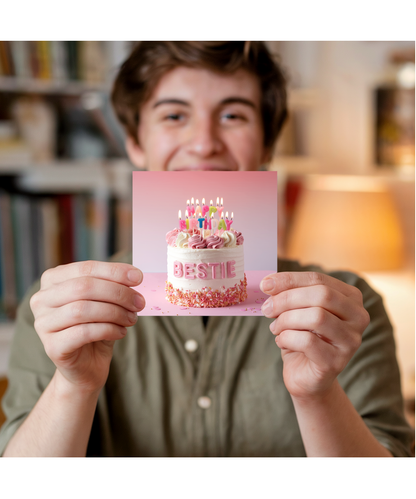 birthday card happy birthday pink bestie cake