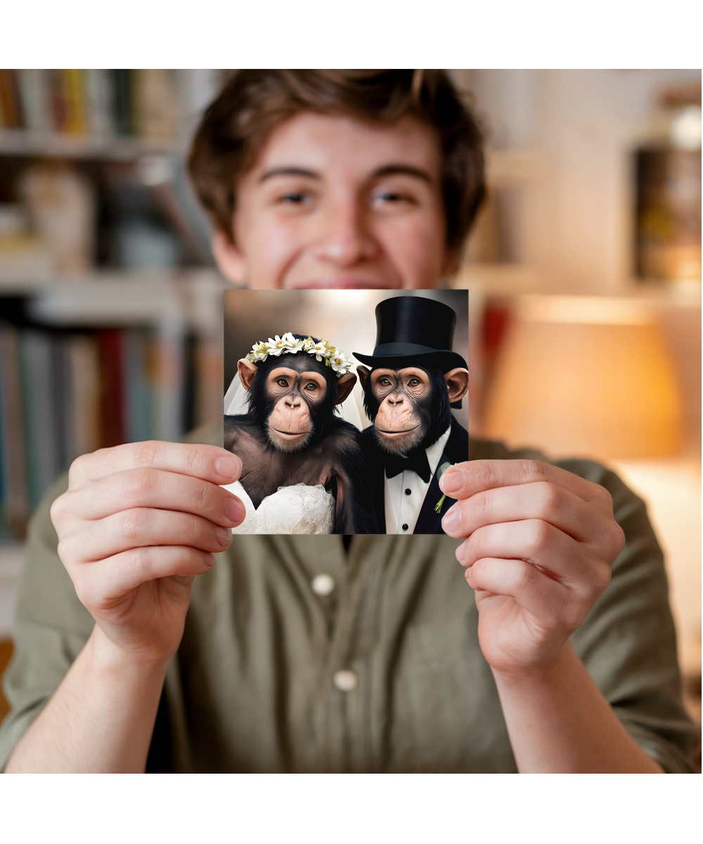 funny Chimpanzee bride and groom