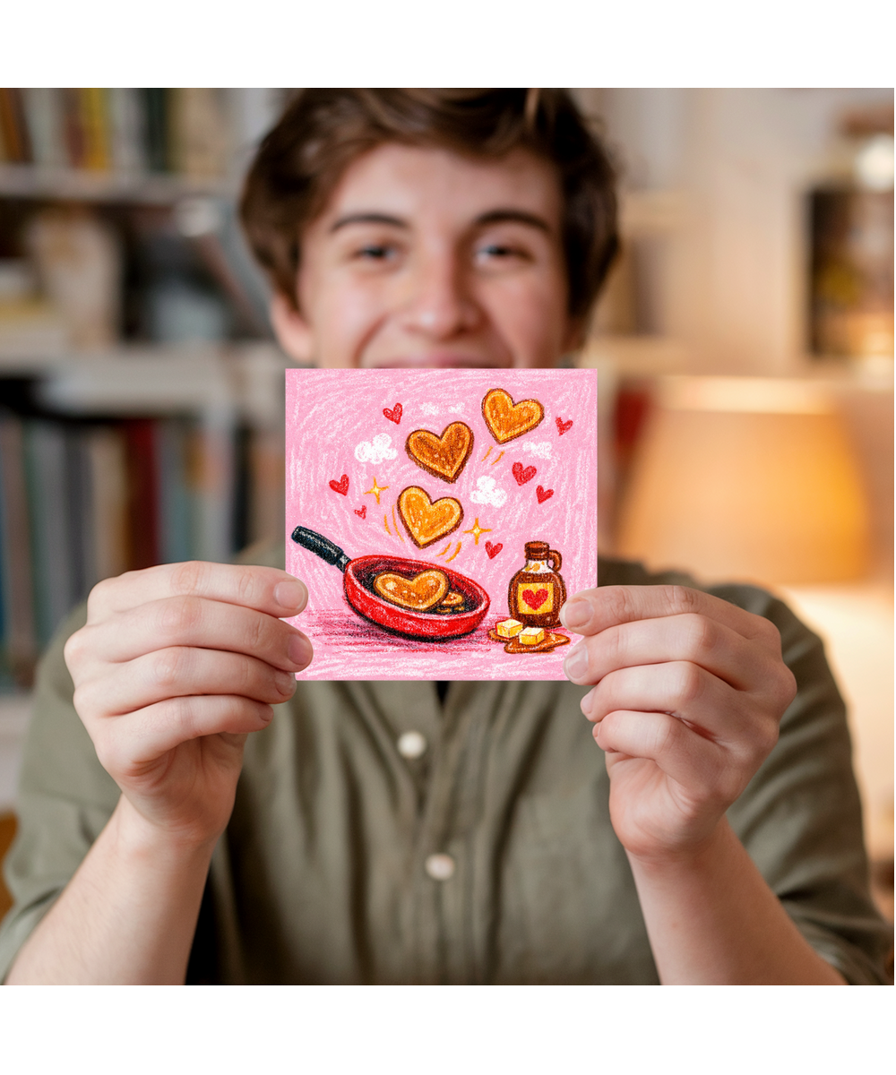 Valentines wax crayon heart pancakes