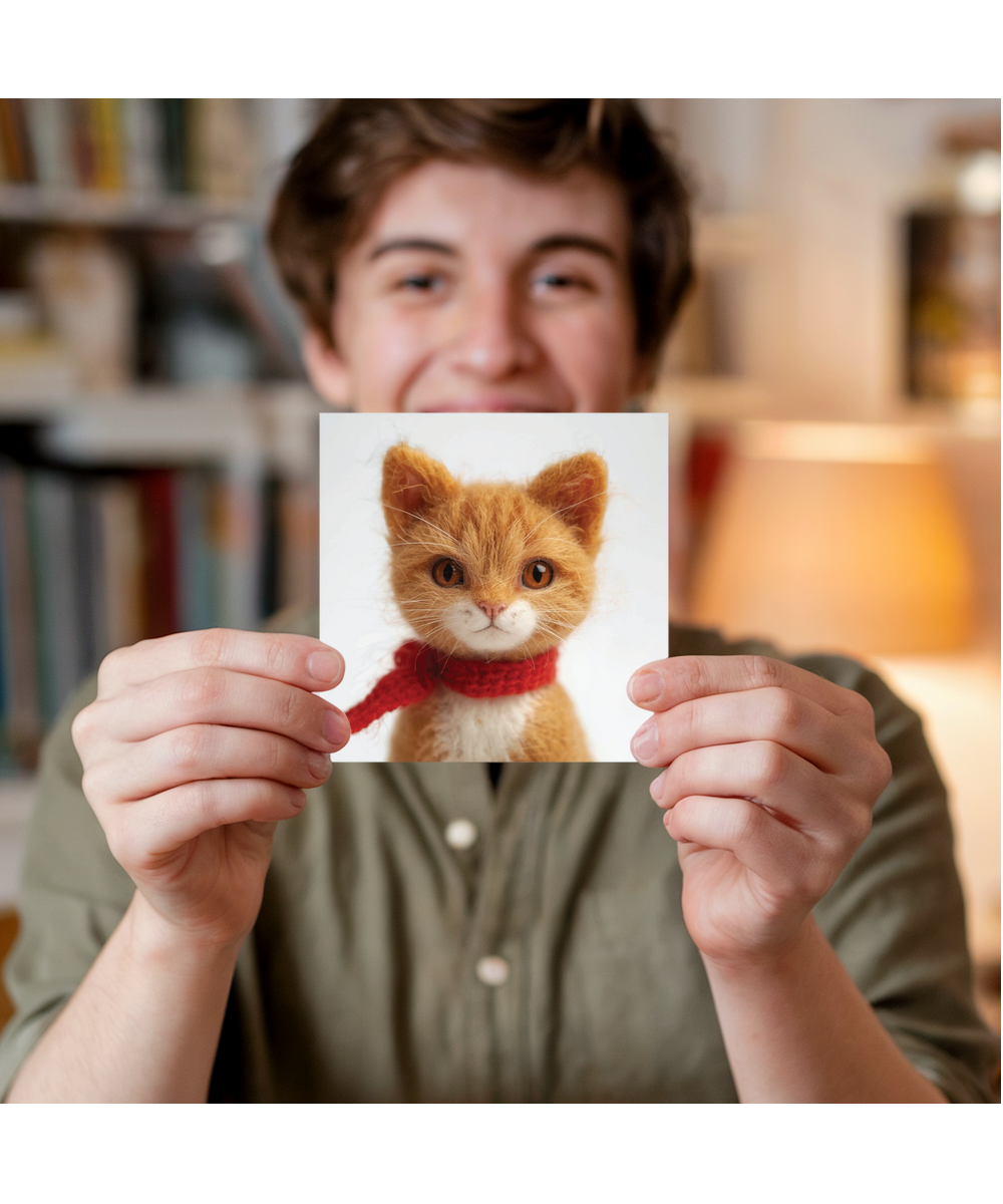 2D felt style ginger cat scarf