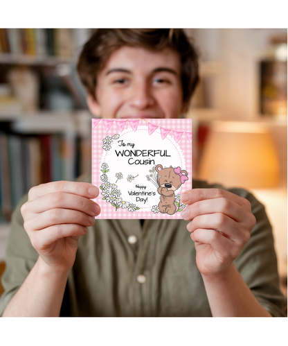 Daisy Bear Valentines Day Card To My Wonderful Cousin Happy Valentines Day