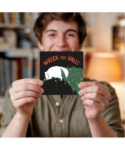 Funny Christmas Card for Dad Wreck the Halls Moody Cat