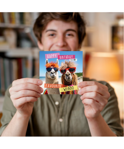Funny Llamas Birthday Card to My Favourite Weirdo