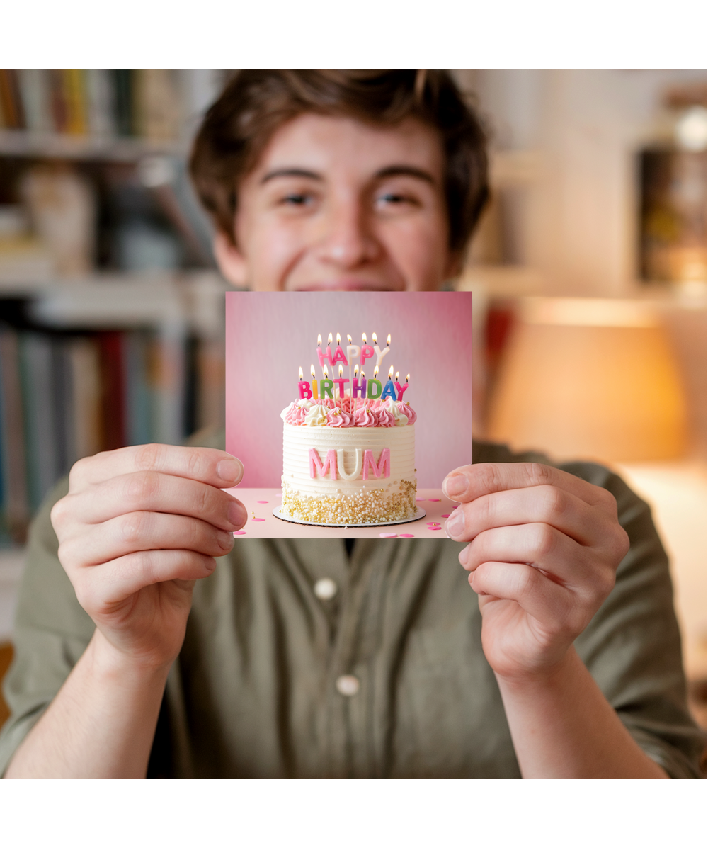 birthday card happy birthday pink Mum cake