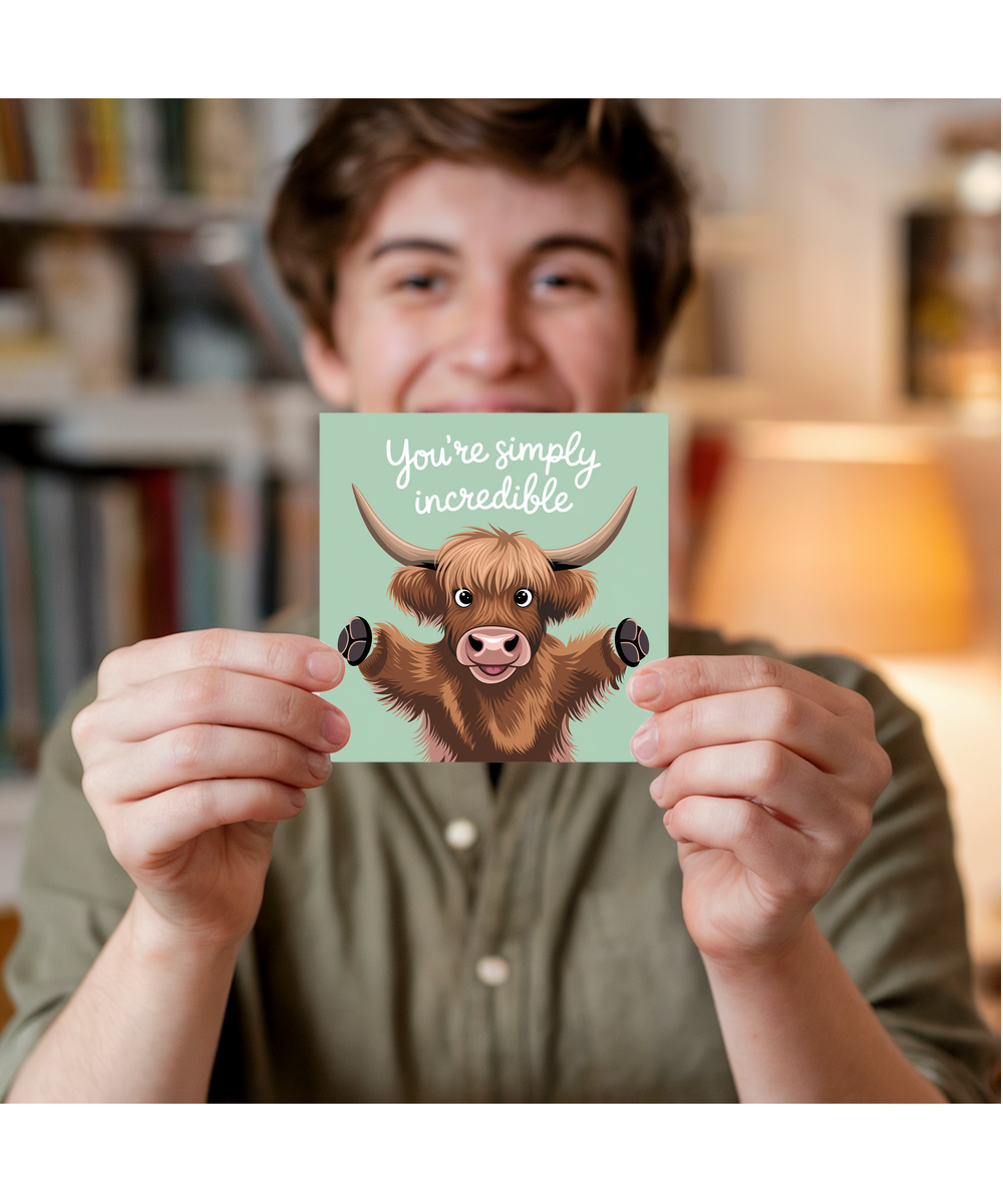 You're Simply Incredible Card Highland Cow
