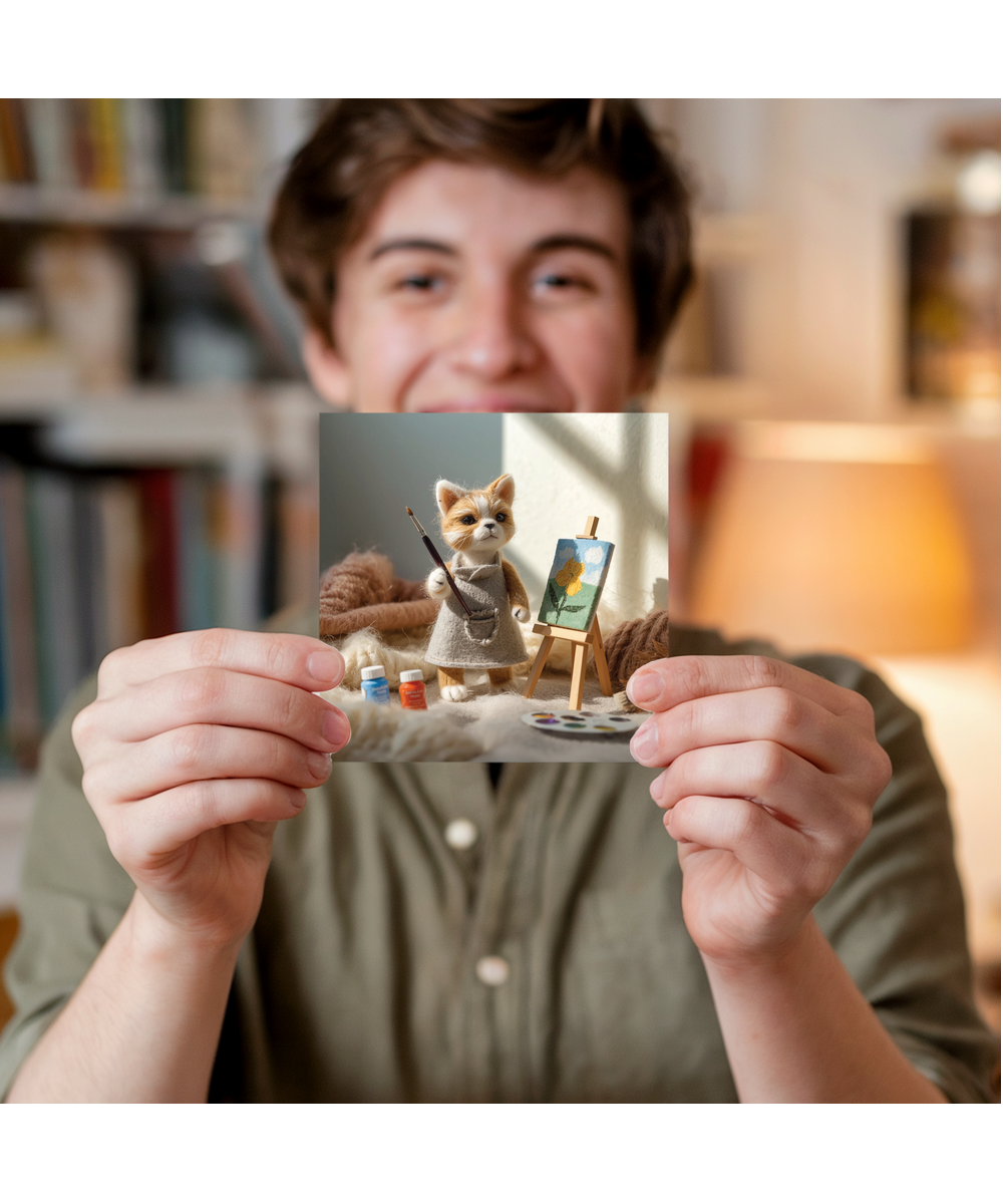 2D felt style cat painter