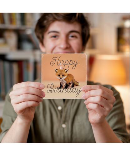 Happy Birthday card fox cub cute