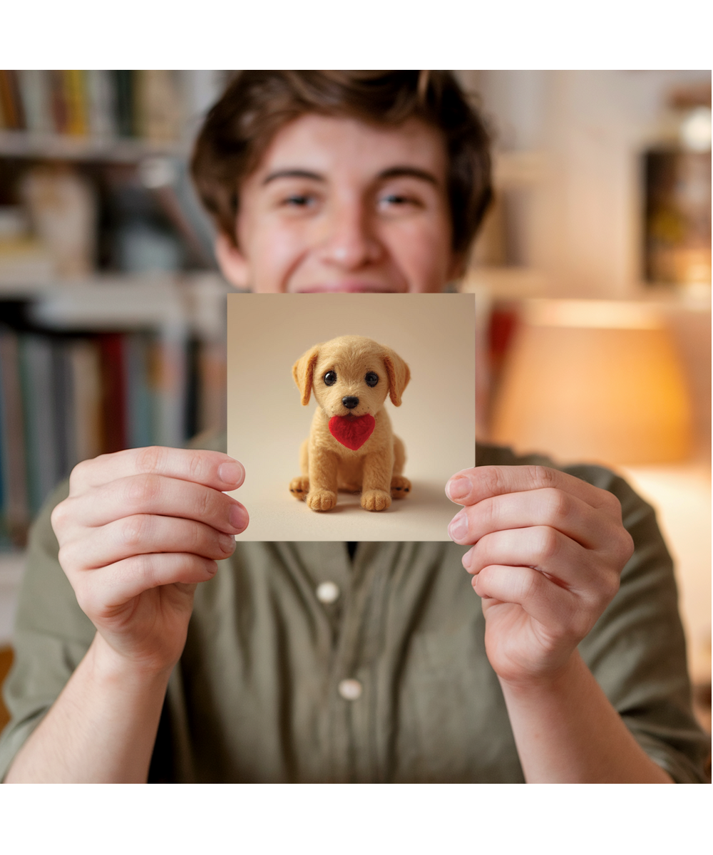 2D felt style Love Golden labrador