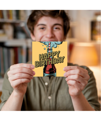 Happy Birthday Card Vintage Cola bottle
