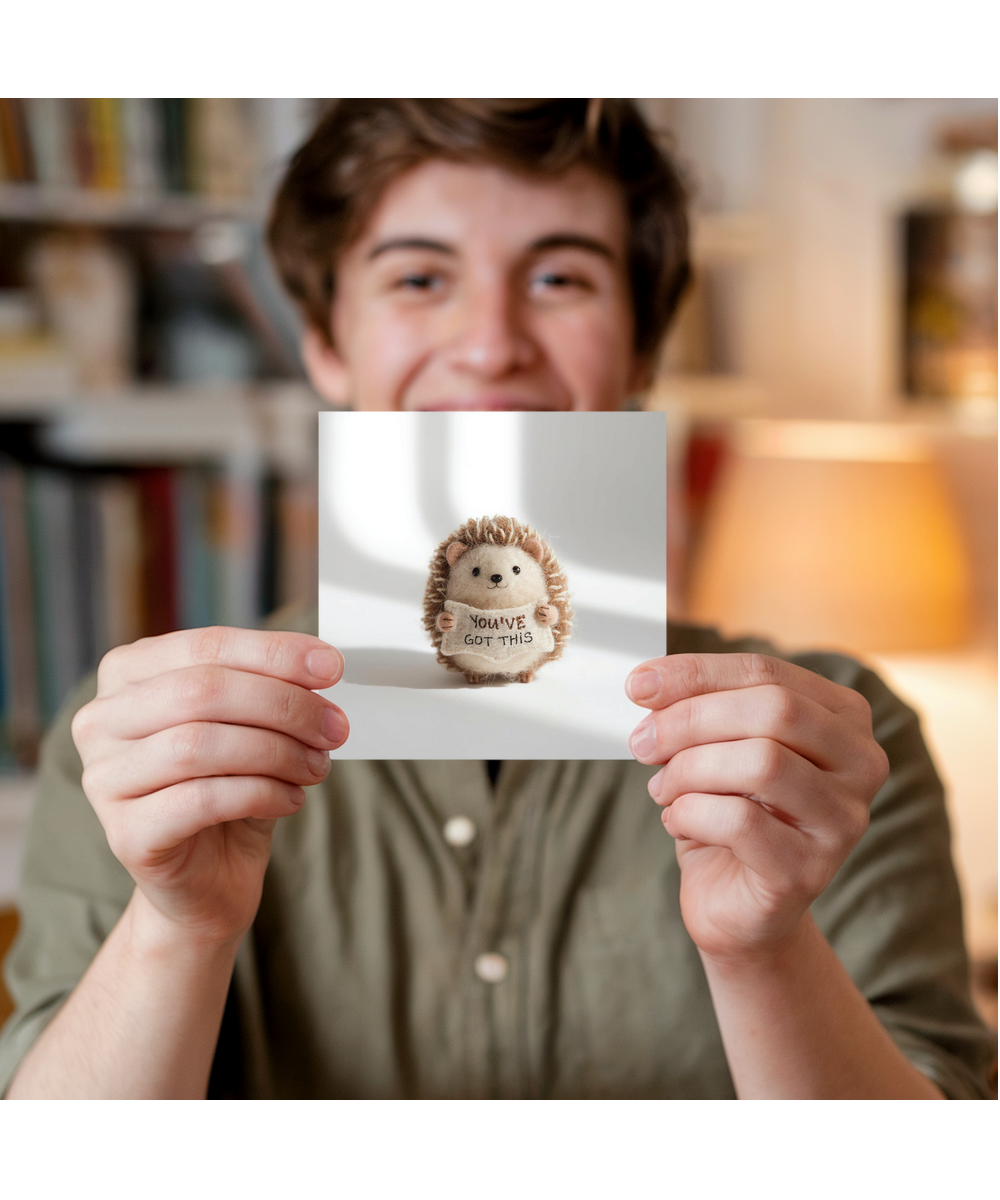 2D felt style You've got this positive hedgehog