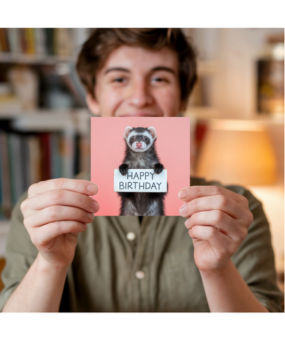 Happy Birthday card ferret mum cute